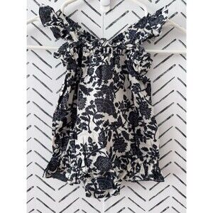 NWT Louis Louise Paris Fabulous‎ Overalls Black Indian Flowers Size 12M